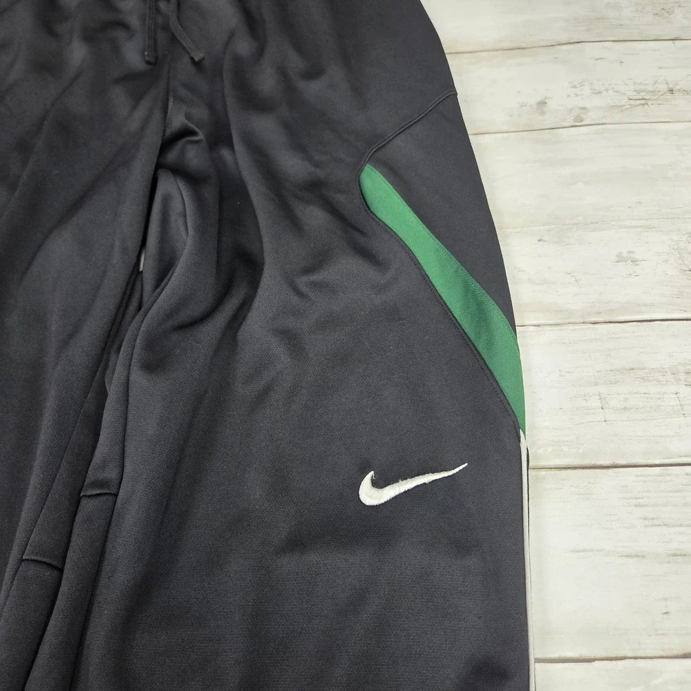 Nike Dri-FIT 642056-010 Track Pants Wide Leg Men M Black Green Bottom Zip